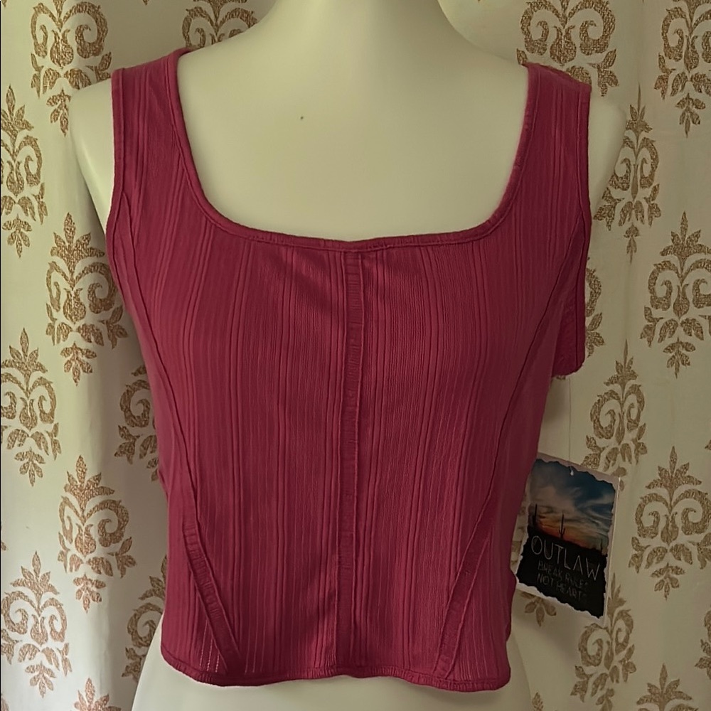 OUTLAW Pink Cropped Tank Top L NWT